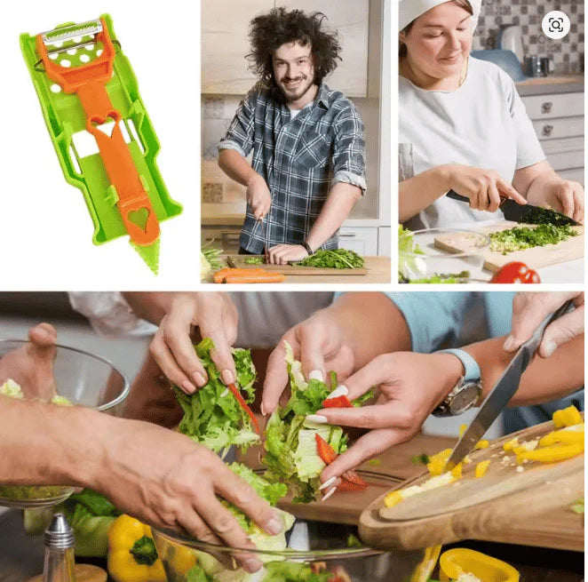 Pelador multifuncional 2-en-1 + Juego De 6 Cuchillos De Cocina Profesionales